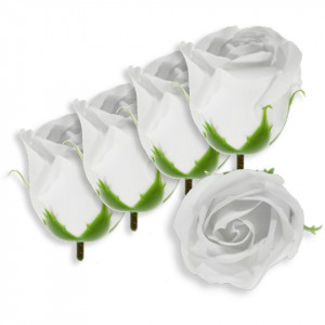 Trandafir din sapun alb 5cm cu tija din plastic 5/set