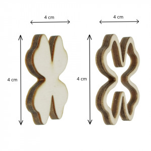 Trifoi cu 4 foi placaj 3 piese 1 plin 3,6x3,6cm + 1 plin + 1 decupat 4x4cm 2/set - Img 2