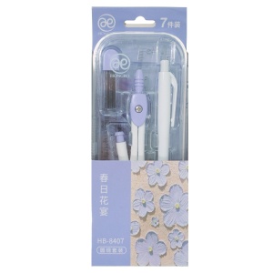 Trusa geometrie 7 piese/set mina 0,7mm HB-8407 Hongbo mov - Img 2