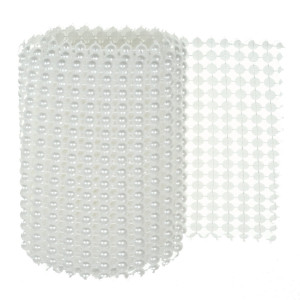 Banda decorativa alba 11,5cm x 1m cu jumatati perla 0,5mm