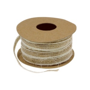 Banda sfoara iuta natur/alb 0,6cm x 5m