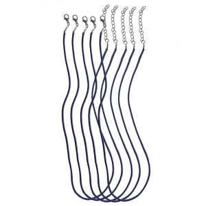 Baza colier imitatie piele 3mm x 45/50cm 5/set albastru indigo