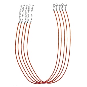 Baza colier snur lucios cerat rosu 2mm x 50cm 5/set