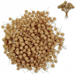Bobite aurii glazurate cu bej 1,2cm cu tija