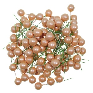 Bobite portocaliu sidefat 1,2cm cu tija 95/set