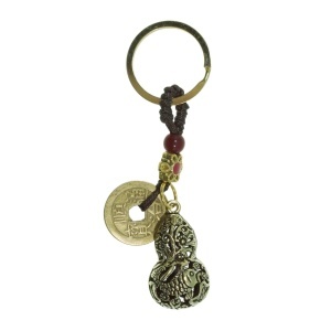Breloc Feng Shui - Wu Lou cu crap si monede 9,5cm auriu