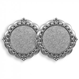 Brosa baza argintie 38mm cabochon rotund 25mm 2/set B77