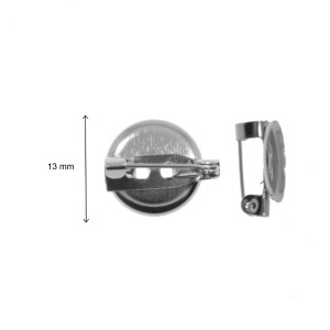 Brosa baza argintiu inchis 13mm pentru cabochon rotund 10mm 10/set - Img 2