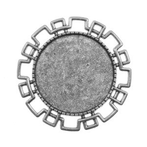 Brosa baza argintiu inchis 51mm pentru cabochon rotund 35mm B98