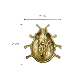 Brosa buburuza 21x21mm auriu/rosu/negru - Img 2