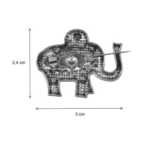 Brosa elefant cu strasuri 2,4x3cm argintiu/fucsia-mov - Img 2
