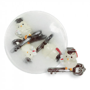 Bufnita plastic pe cheie cu diploma si palarie absolvent 3,5cm 3/set in cutie DD55927 - Img 1