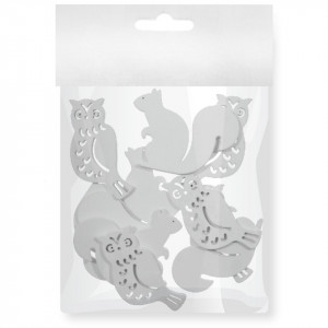 Bufnita si veverita placaj alb decupat 10/set 5cmx2,5/4x5,2cm Canea GRCL045