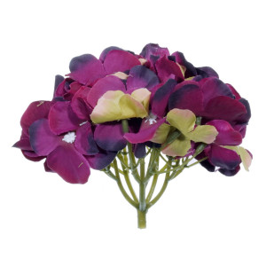 Cap hortensie textil violet magenta/galben 15cm