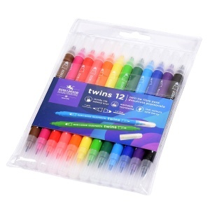 Carioca 2 capete varf conic 1mm/1-3mm 12 culori/set Koh-I-Noor Twins K1023-12 - Img 2