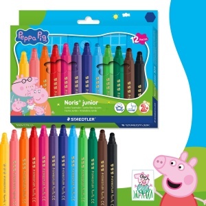 Carioca hexagonala cu varf gros 12 culori/set Noris Junior Peppa Pig ST-329-C12-L1 - Img 2