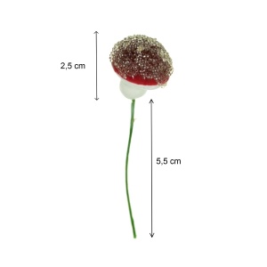 Ciuperca polistiren rosie glazurata 2,5cm cu tija 5,5cm 5/set - Img 2