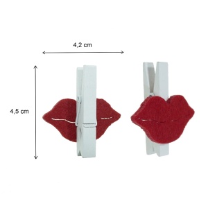 Cleste lemn buze pasla 4,5x4,2cm 3/set rosu/alb - Img 2