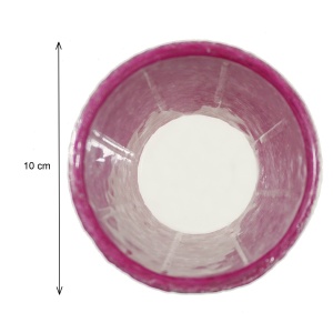 Cos plastic cu sfoara hartie fucsia baza rotunda 7x8x10cm - Img 2