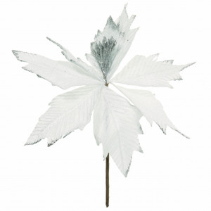 Craciunita alba cu sclipici argintiu 26cm cu tija CANEA 22CANO-624-01