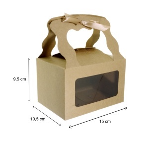 Cutie carton craft cu maner si fereastra acetofan 9,5x10,5x15cm 3/set CUH-RECWAVRIB1510kra - Img 3