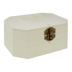 Cutie lemn dreptunghiulara colturi taiate cu inchizatoare clapeta 14x10x6,5cm CF C200-1