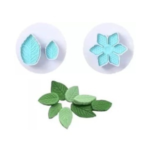 Decupator plastic cu piston floare/frunze 7x5cm 2/set T05197 - Img 2