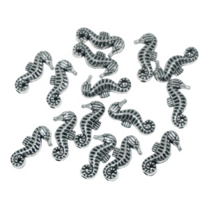Distantier metalic argintiu inchis calut de mare 7x15mm 15/set