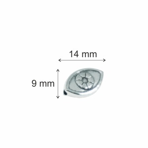 Distantier metalic argintiu ochi 9x14mm 8/set - Img 2