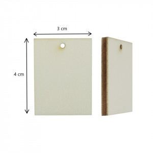 Dreptunghi placaj natur cu gaura 3x4cm 5/set - Img 2