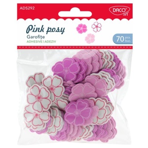 Floare carton buretat alb/roz/fucsia cu adeziv 3x2,6cm 70/set Daco AD292