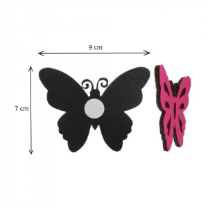 Fluture pasla negru/cyclam cu adeziv 9x7cm 5/set - Img 2