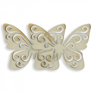Fluture placaj natur filigranat 3x4cm 2/set