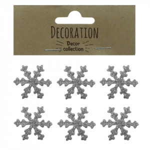 Fulg rasina cu sclipici argintiu si adeziv 3,4cm 6/set DD57378