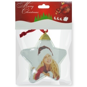 Glob plastic 2 parti stea 9cm cu agatatoare