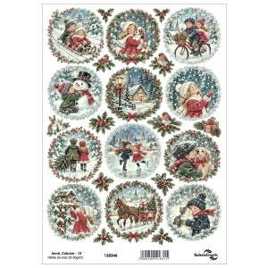Hartie de orez pigment Iarna, Craciun - 12 20x27,5cm