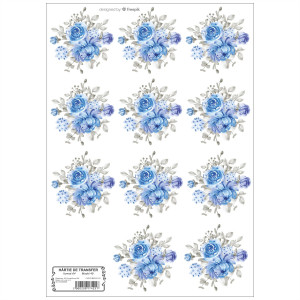 Hartie de transfer model-49, Flori albastre A4