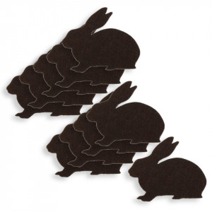 Iepure pasla maro inchis orizontal 4x3cm x 2mm 10/set