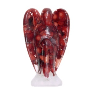 Inger rasina si piatra coral 4x7x2,2cm rosu