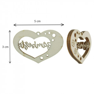 Inima placaj decupat si pirogravat inscriptie zambeste 5x3cm 4/set - Img 2
