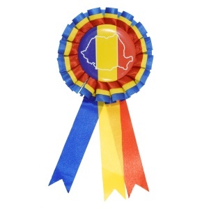 Insigna textil/metal tricolor rotunda 8x16cm