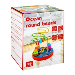 Joc indemanare din lemn si sarma cu bile - Ocean - culori diverse 9,5x10x14cm