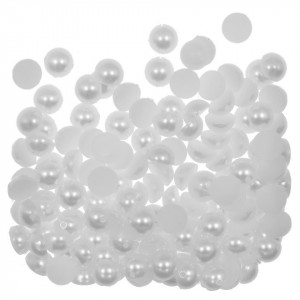 Jumatati perla plastic alba cu gaura 8mm 20g