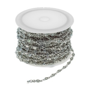 Lant inox argintiu cu pietre sintetice zirconiu 2,5x4mm L35 pret/cm