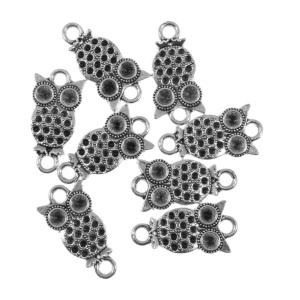 Link metalic argintiu inchis bufnita 21x11mm 8/set