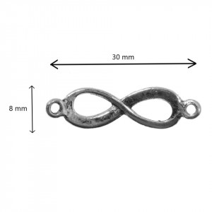 Link metalic argintiu simbol infinit 30x8mm 5/set - Img 2