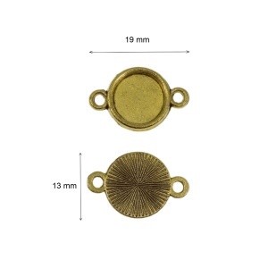 Link metalic auriu baza cabochon 19x13mm interior 9,6mm 10/set LK31 - Img 2