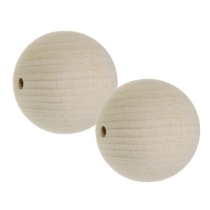 Margele lemn rotunde natur cu gaura 45mm 2/set BKK45