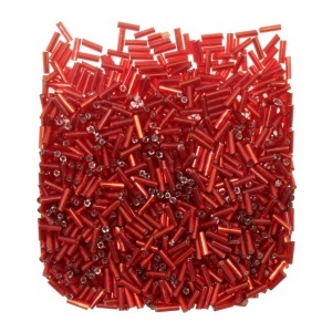 Margele nisip tubulare rosu metalizat 7x2mm 50g