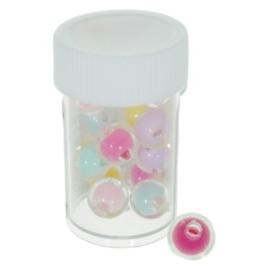 Margele plastic transparent interior culori pastel 10mm 10g/borcan